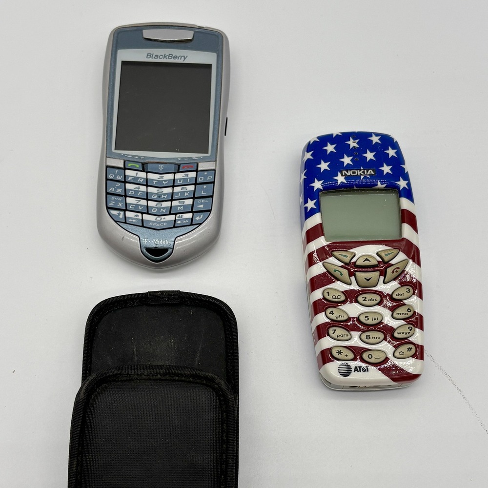 Vintage Nokia 3360 AT&T Flag Phone‎ & BlackBerry T-Mobile Lot Parts As-Is